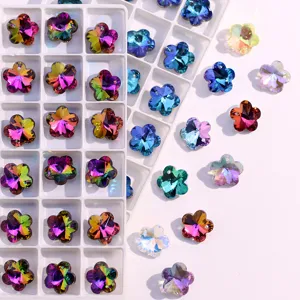 Crystal glass flower pendants for DIY jewelry making, beautiful colorful gemstone beads.