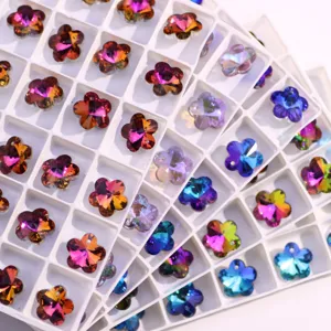 Plum Blossom Crystal Rhinestone Pendants Glass Flower DIY Jewelry Accessories Main View