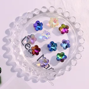 Colorful crystal glass plum blossom flower pendants single hole DIY jewelry accessories