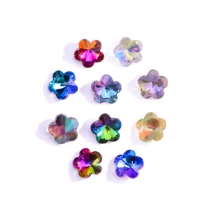 Crystal flower glass pendant single hole DIY necklace jewelry accessories charms