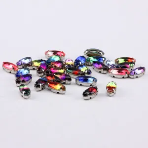 Strass en Verre Pierres de Cristal Marquise Avec Base en Métal Pour Décoration de Bijoux Chaussures Et Sacs Bricolage