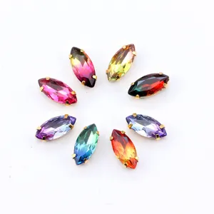 7x15mm Strass Cristal Marquise Griffes Or Pierres Fantaisie DIY Bijoux Chaussures Sacs