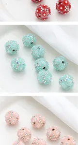 Perline rotonde in resina strass fiore con foro per gioielli orecrecchini fai da te