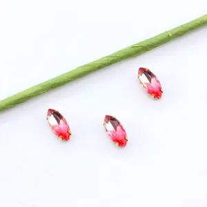 Strass en cristal marquise 7x15mm avec griffes or, pierres de bricolage rose dégradé