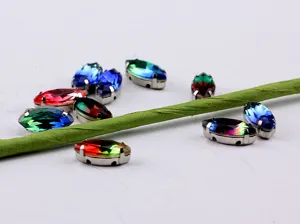 Strass en cristal marquise 7x15mm avec griffes, couleurs dégradées vibrantes pour diy.