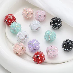 Perline sferiche di fiori in strass di resina colorata per orecchini e pendenti DIY.