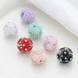 Perline sferiche in resina con strass e fiori colorati per gioielli e orecchini fai da te.