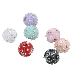 Perline rotonde di fiori in resina strass multicolore accessori per gioielli fai da te orecchini.
