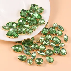 Green crystal glass rhinestones mixed shapes sewing DIY wedding dress garment accessories