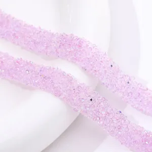 Pink resin rhinestone strip detail, adhesive DIY accessory for shoes and bags trim.