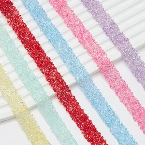 Colorful resin rhinestone strip self-adhesive crystal diamond trim for DIY clothing crafts