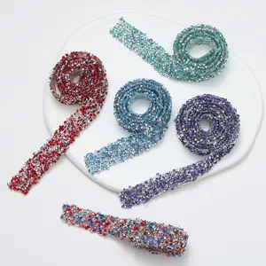 Self-Adhesive Resin Rhinestone Strip Crystal Diamond Sticker Roll for Crafts Shoes Bags
