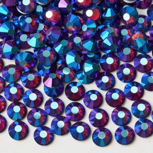 Purple glass flatback rhinestones for nail art DIY crafts sparkling aurora crystal gems