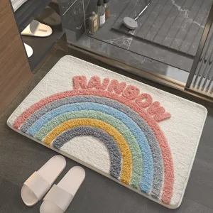 Regenbogen Badematte Rutschfest Saugfähig Beflockt Badezimmer Teppich Weich Waschbar Schnelltrocknend Bodenmatte Für Dusche Heim Dekor