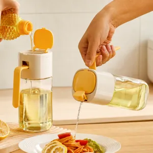 Bottiglia Dispensatore di Olio in Vetro ad Apertura e Chiusura Automatica Contenitore di Olio Antigoccia per Cucina Cottura Salsa di Soia Aceto