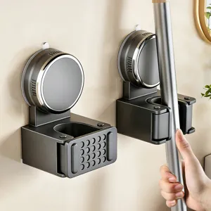Drehbarer Saugnapf Mopphalter Wandmontage Stanzfreier Besen Organizer Regal Badezimmer Reinigungswerkzeug Aufbewahrungshaken