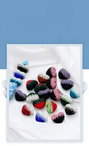 Gradient rhinestone heart shaped beads for DIY jewelry making, wholesale craft accessories.