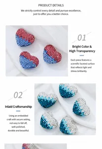 Gradient Heart Rhinestone Beads DIY Jewelry Making Craft Accessories New 2024