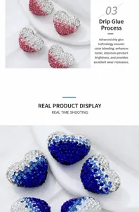 Gradient heart rhinestone DIY jewelry beads charm wholesale for handmade accessories.
