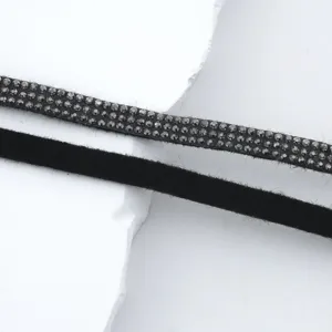 Black rhinestone drill strip detail, sparkle DIY clothing accessories and craft decorative trims.