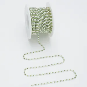 Green rhinestone pearl chain roll for clothing bags phone case DIY craft decoration details