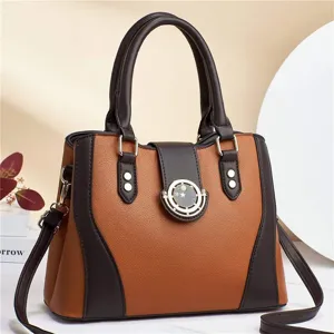 Women's Handbag Contrast Color Tote Crossbody Bag Stylish Shoulder Bag PU Leather