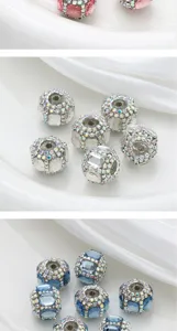 Perles de breloques en strass cristal scintillant pour bracelets DIY et chaines de telephone.
