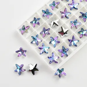 Perles et pendentifs étoile en verre cristal, accessoires de bijoux DIY violets irisés