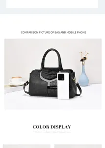 Vrouwen zwarte krokodillenpatroon handtas stijlvolle handvat tas mode schoudertas crossbody tas