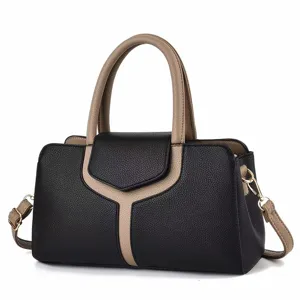 Gynaikeia Tsanta Boston Stylati Colorblocking Koki Litchi Crossbody Shoulder Bag Pillow Tote Casual Top Handle Bag