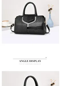 Zwarte krokodillenmotief vrouwen handtas mode casual schoudertas crossbody voor dagelijks.