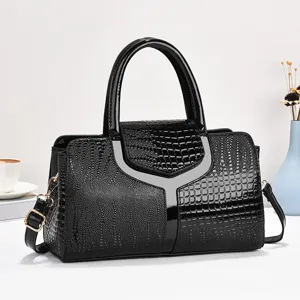 Vrouwen Mode PU Leer Handtas Krokodillenpatroon Vintage Handvat Tas Casual Woon-werk Schoudertas