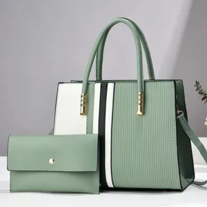 Dames Grote Capaciteit Tote Tas Retro Kleurenblok Schouder Handtas PU Leer Meerdere Zakken Woon-Werkverkeer Satchel Tas