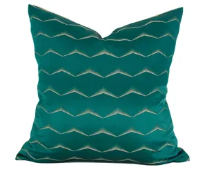 Close up view of dark green high precision textured wave pattern decorative pillow cover