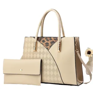 Women Large Tote Bag Set Fashion Spliced Leopard Print Shoulder Crossbody Handbag