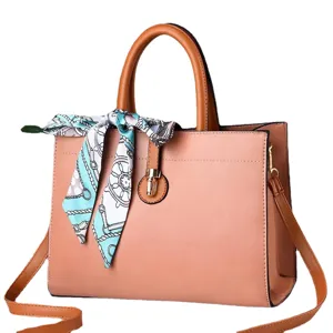 Dames Mode Handtas PU Leder Shopper Schoudertas Crossbody Tas met Elegante Zijden Sjaal