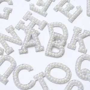 Pearl rhinestone English letter patches DIY clothing accessories for hats bags shoes.