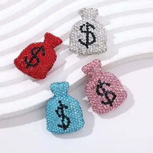 DIY rhinestone money bag charms pendant set, colorful crystal beaded 3D jewelry making pieces.