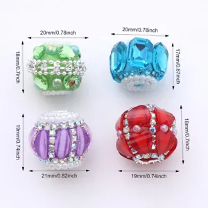 Colorful DIY rhinestone glass beads large hole charm beads for jewelry making and crafting