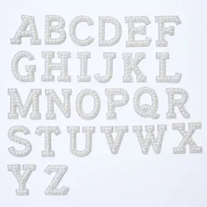 Rhinestone pearl English alphabet letter patches for DIY clothing hat bag accessories