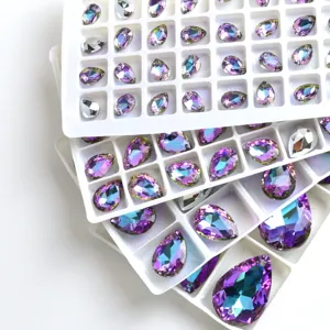 Crystal Glass Teardrop Rhinestones Double-Hole Loose Beads For DIY Jewelry Making Necklace Accessories Craft Supplies