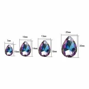 Teardrop shaped crystal glass beads with dual holes for DIY jewelry making and necklace design.