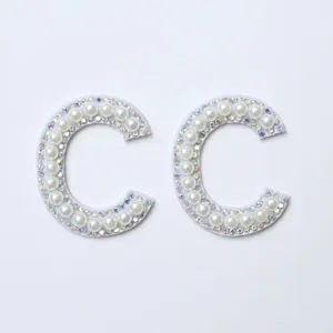 Pearl rhinestone letter C patch DIY apparel accessories decorative patch for bag hat