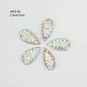 Resin Flatback Rhinestones Starry Sky Teardrop Marquise AB Crystal Stones For DIY Jewelry Making Garment Crafts
