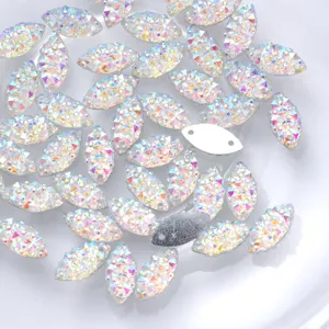 Horse eye resin rhinestones with two holes, AB colorful flatback DIY craft apparel accessories.