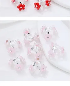 DIY metal alloy flower bead caps with rhinestones for handmade jewelry making and crafts accessories.