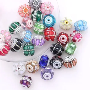 Colorful faceted rhinestone glass beads set for DIY jewelry making and holiday crafts decoration.