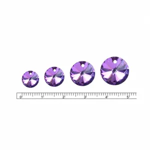 Purple round faceted crystal rhinestone pendant charms in 8mm 10mm 12mm 14mm sizes for DIY.