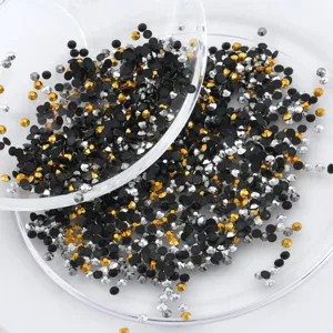 Bulk resin flatback rhinestones mix color sparkly crystal gems for DIY clothing craft decor.