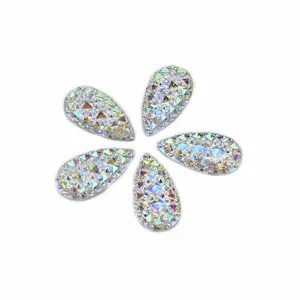 Teardrop resin rhinestone flatback DIY accessories for clothing and wedding dress decor 5pcs